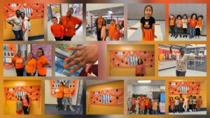 staff and students dressed in orange