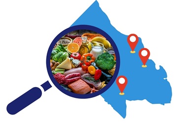 food and nutrition Image of produce in a magnifying glass