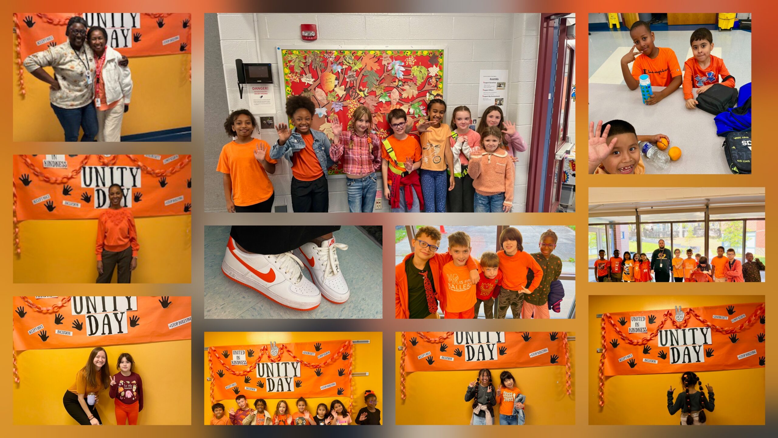 Unity Day staff and students dressed in orange