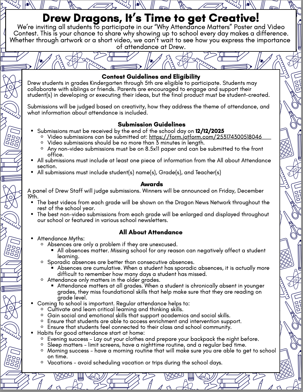 Why Attendance Matters Poster guidelines