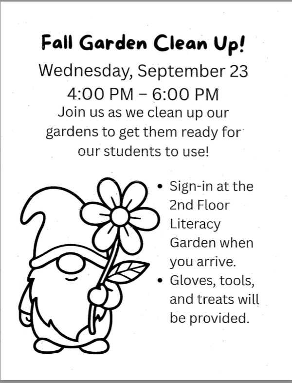 flyer for fall garden clean up day with details